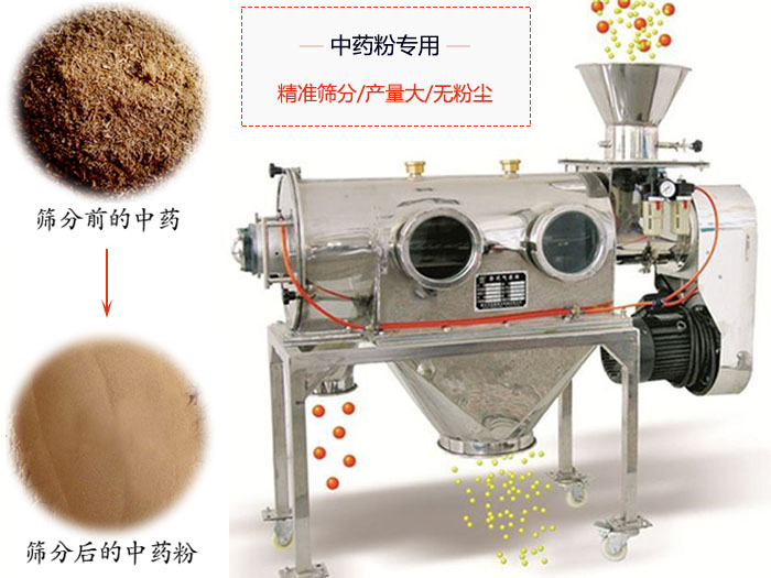 WQS50-130臥式氣流篩：中藥粉專用篩：精度篩分/產量大/無粉塵符合標準。